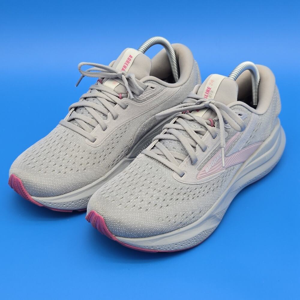 Brooks Adrenaline GTS 24 Gray Women’s 9.5 2A Narrow Alloy/White/Zephyr - Picture 2 of 12